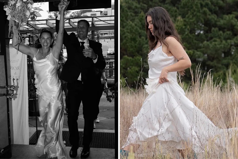 One bride entered her reception dancing, another wore it in a field.