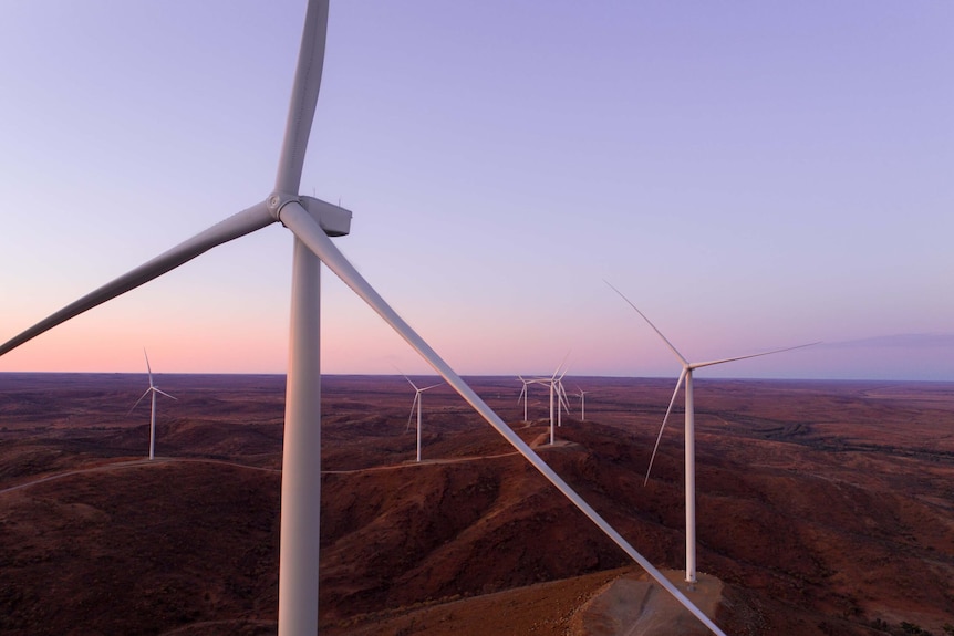 Photo of a windfarm looking through the blade