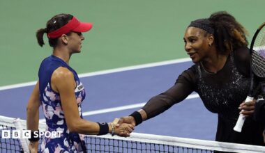 Ajla Tomljanovic shakes hands with Serena Williams after beating her at the US Open in 2022