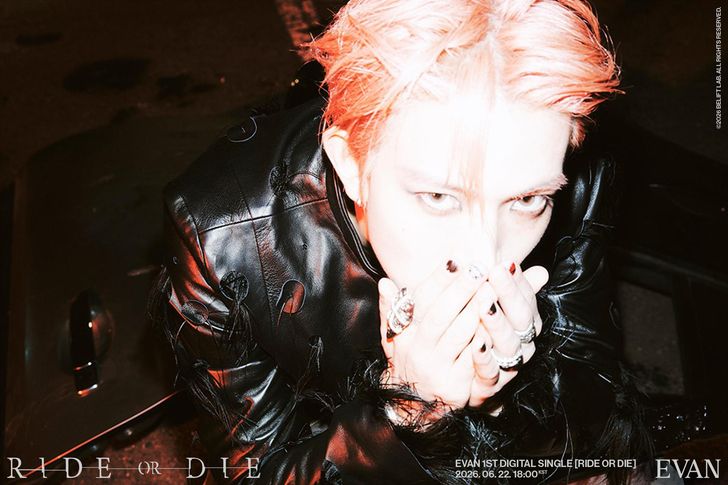 The official teaser image for K-pop soloist EVAN's upcoming single album, 'RIDE OR DIE' / Courtesy of Belift Lab