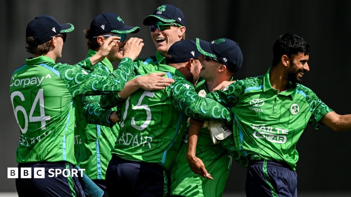 Ireland celebrate taking a wicket against India