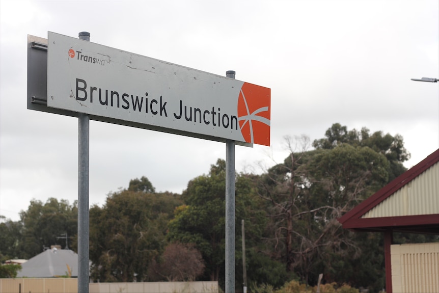 A sign of a train station at Brunswick Junction
