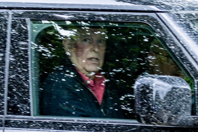 Andrew Mountbatten-Windsor was spotted out driving with a large red mark on his right cheek.