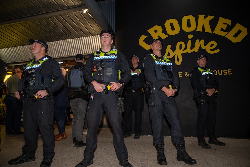 WA Police officers stand at the ready.