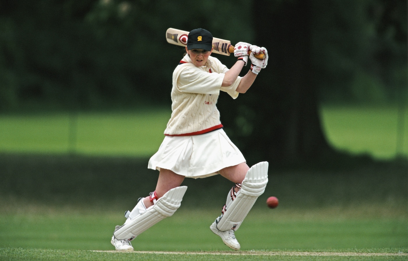 The way we were: Edwards bats in a 1997 match, in the era before female cricketers wore trousers The way we were: Edwards bats in a 1997 match, in the era before female cricketers wore trousers