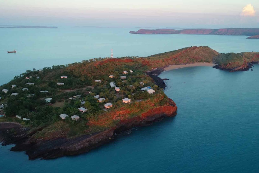 An aerial photo of a remote island