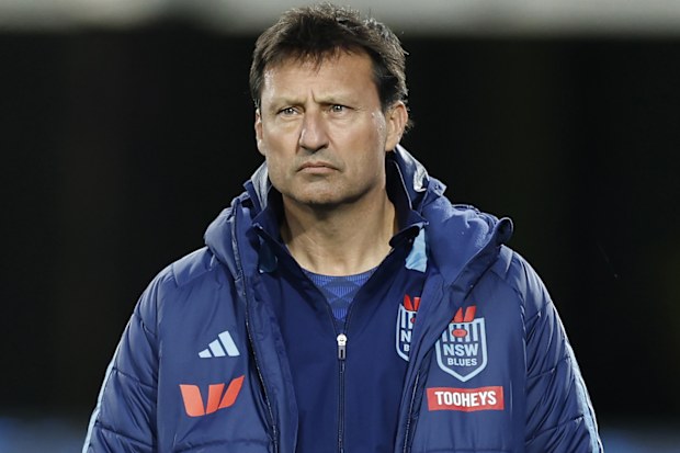 NSW Blues coach Laurie Daley looks on during a NSW Blues State of Origin squad training session at Accor Stadium on July 07, 2025 in Sydney, Australia. (Photo by Darrian Traynor/Getty Images)