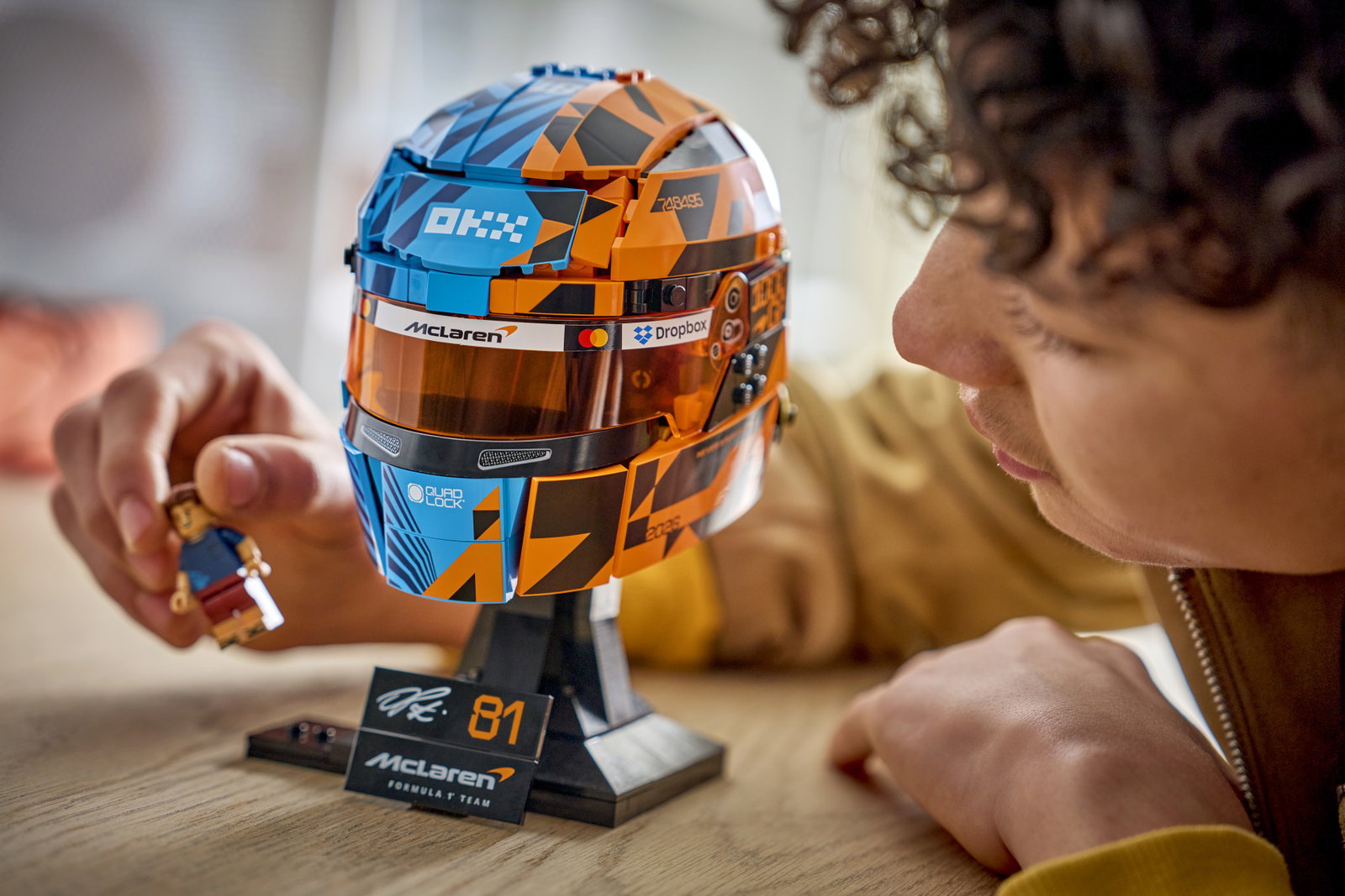 The Oscar Piastri-themed Lego helmet.