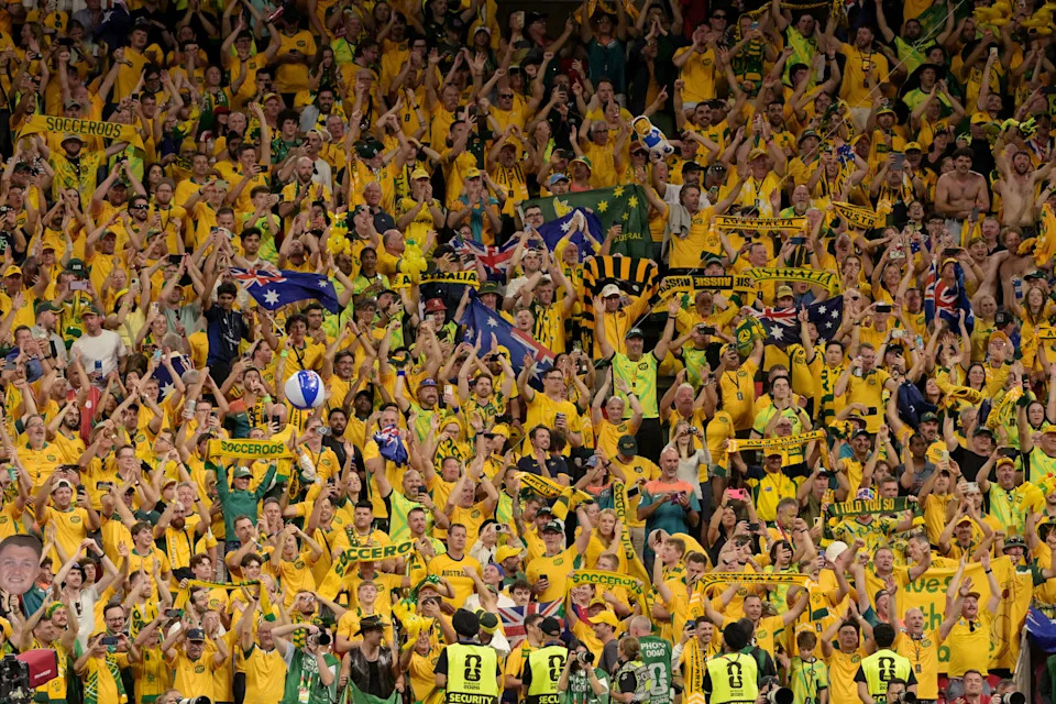 Supporters of Australia during the World Cup match.