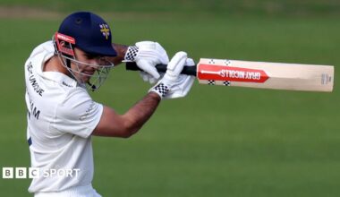 Durham's David Bedingham plays a shot against Yorkshire at Headingley in September 2025