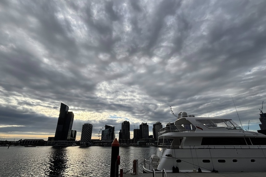 dark cluds over docklands in victoria