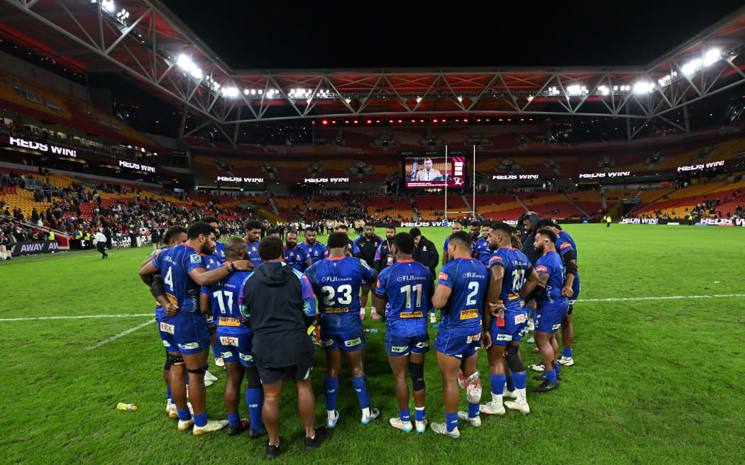 The Fijian Drua are seen after losing the Super Rugby Pacific Round 16 match between the Queensland Reds and the Fijian Drua at Suncorp Stadium in Brisbane, Friday, May 29, 2026. (AAP Image/Darren England / Photosport) NO ARCHIVING, EDITORIAL USE ONLY