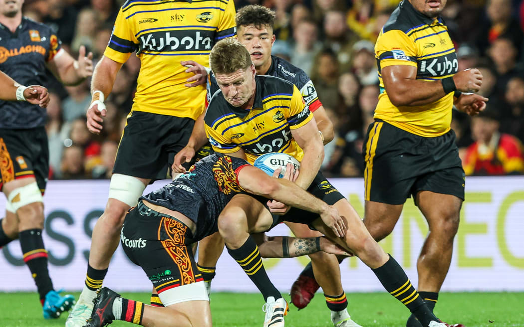 Hurricanes' Jordie Barrett during the Chiefs vs Hurricanes, Super Rugby Pacific match at FMG Stadium, Hamilton, New Zealand on Saturday 18 April 2026. Photo: DJ Mills / Photosport