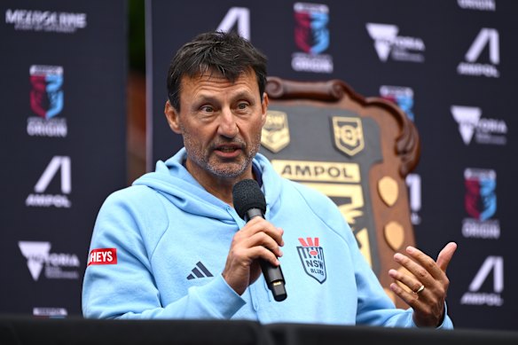 NSW Blues coach Laurie Daley speaks ahead of Wednesday’s Origin in Melbourne. 