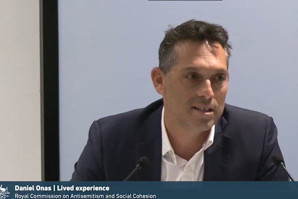 Daniel Onas appearing as a witness at the Royal Commission on Antisemitism and Social Cohesion.