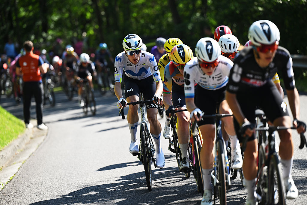 BUJA, ITALY - JUNE 01: Marlen Reusser of Switzerland and Team Movistar competes during the 37th Giro d&amp;apos;Italia Women 2026, Stage 3 a 156km stage from Bibione to Buja / #UCIWWT / on June 01, 2026 in Buja, Italy. (Photo by Luc Claessen/Getty Images)
