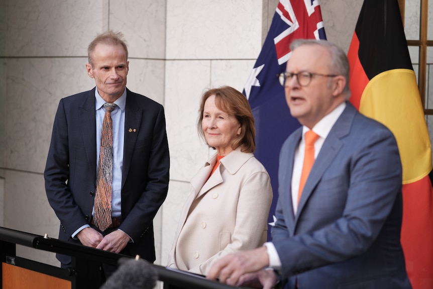 Professor Scolyer with Gail O'Brien and Anthony Albanese