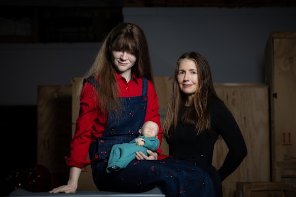 Artist Patricia Piccinini with her new work, <i>Celulas Madre</i>, which revisits her 2002 work <i>Still Life with Stem Cells</i>.