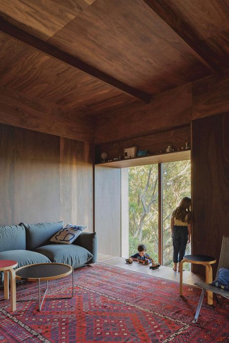 A bay window in the living space is a favourite spot for play.