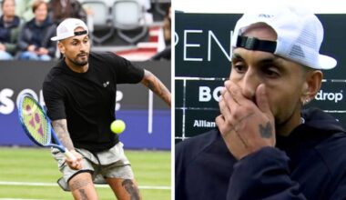 Nick Kyrgios won in straight sets in his comeback match. Image: Getty/TennisTV