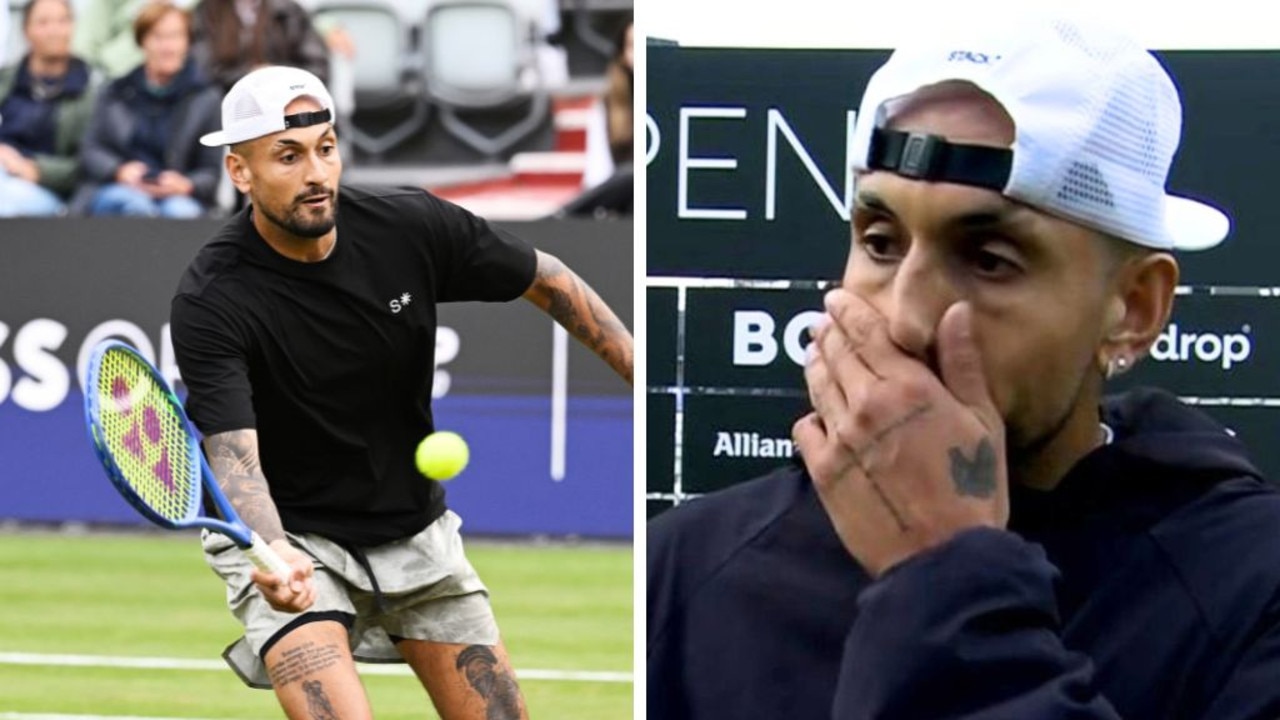 Nick Kyrgios won in straight sets in his comeback match. Image: Getty/TennisTV