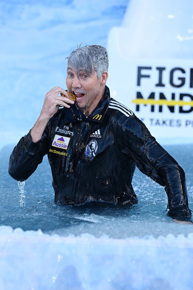 Dale Thomas went down as his premiership coach, Mick Malthouse.