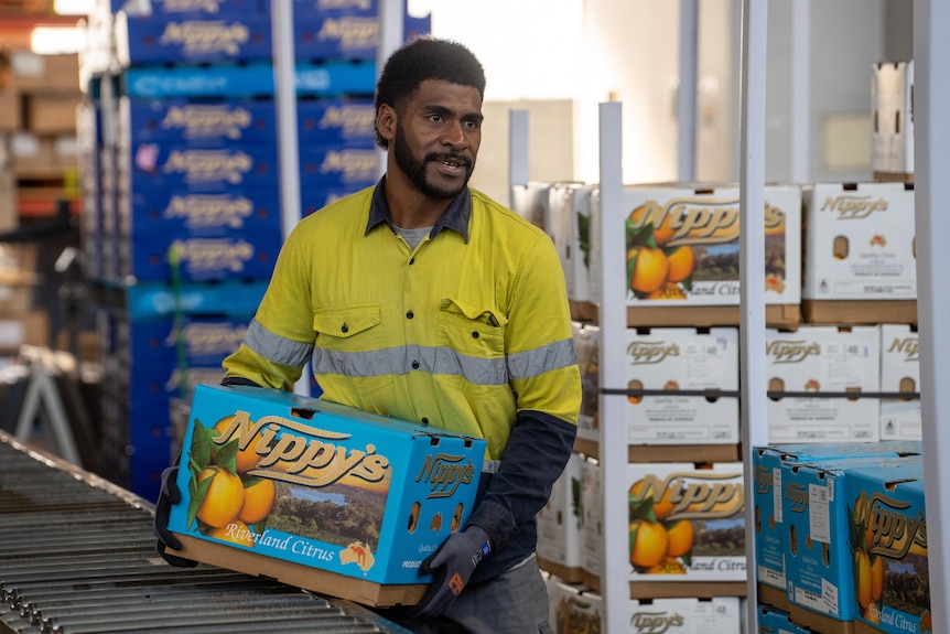 A man holds a cardboard box with "Nippy's" printed on the side.