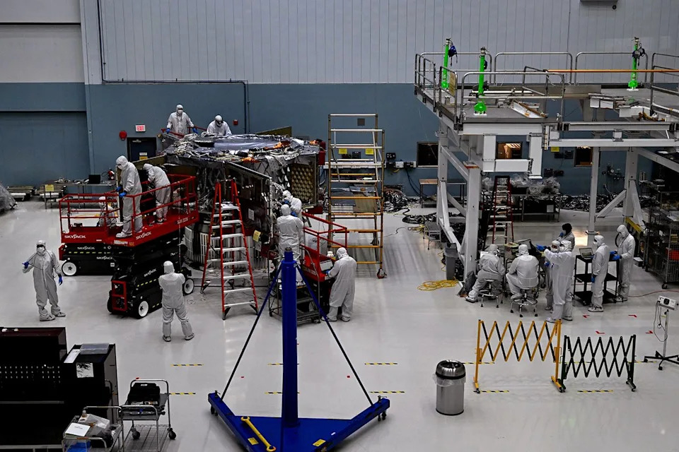 The Nancy Grace Roman Telescope under assembly in 2024.Credit: Michael S. Williamson/The Washington Post via Getty