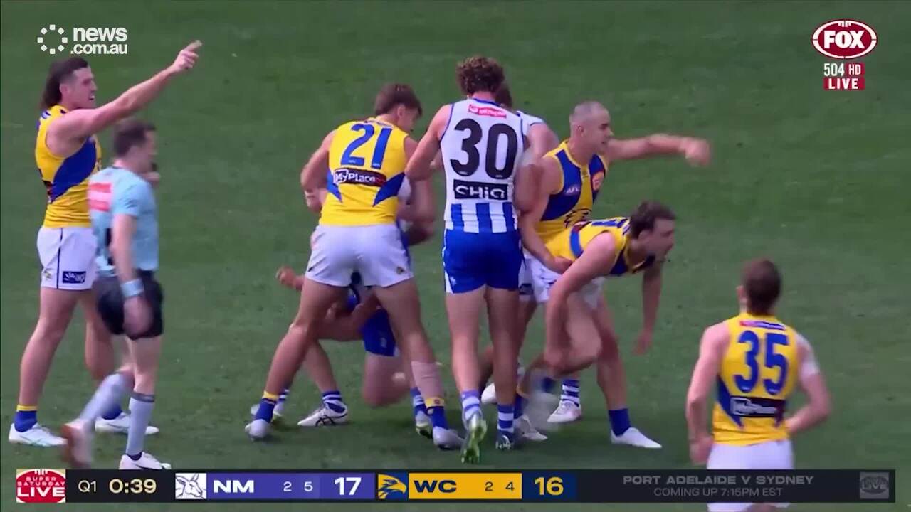 Chaos erupts in AFL as mass brawl breaks out