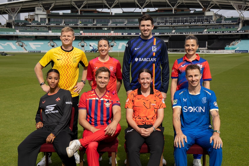 Players representing all eight Hundred teams pose for a photo.