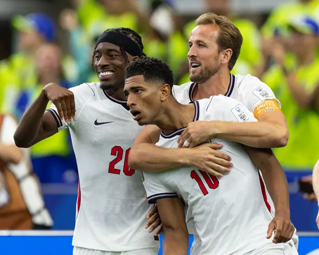 Noni Madueke, Harry Kane and Jude Bellingham