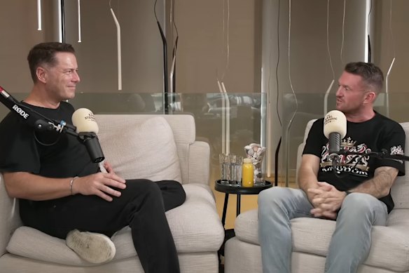 Karl Stefanovic hosts far-right UK activist Tommy Robinson on his podcast.