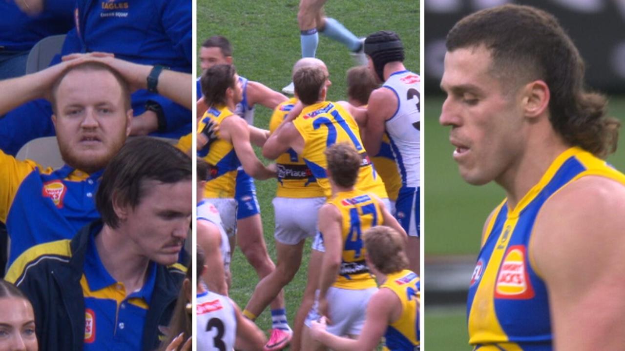 AFL result 2026, North Melbourne defeat West Coast Eagles, Round 14, Jake Waterman final minute missed shot on goal, Hamish Davis concussed, thriller