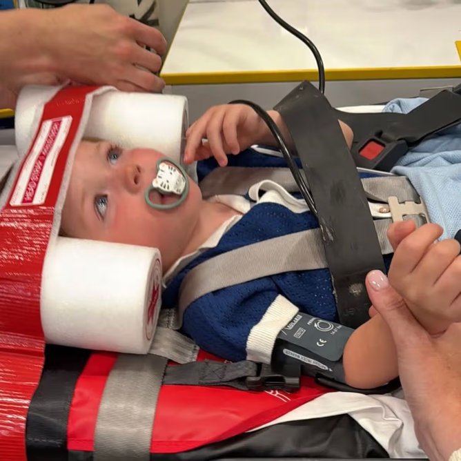 The four-year-old was airlifted to Royal London Hospital after the freak accident. 