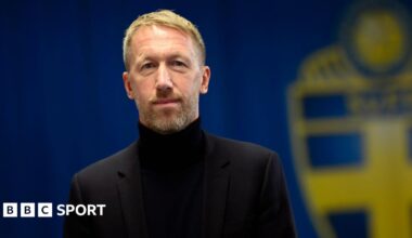 Graham Potter celebrates Sweden's World Cup qualification