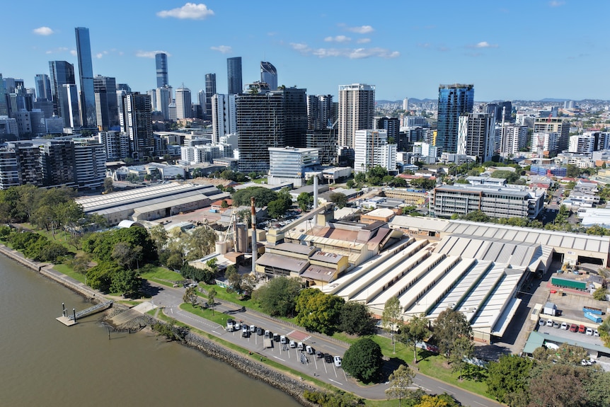 Aerial photograph of an old industrial site in Brisbane.