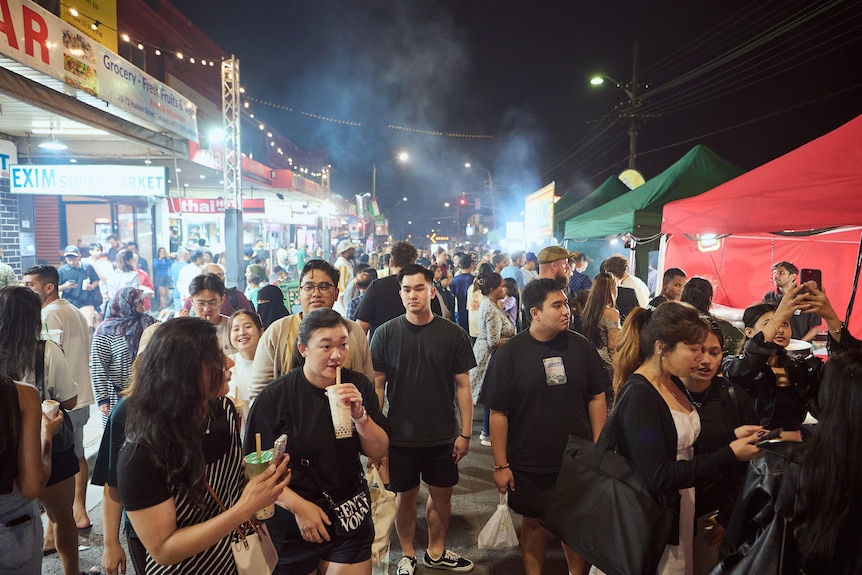 Members of the community visit Haldon Street during Ramadan at Lakemba