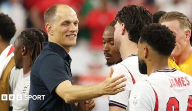 Thomas Tuchel is surrounded by cameramen