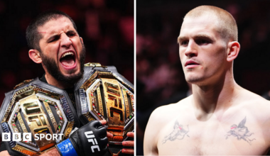 A split picture of Islam Makhachev and Ian Machado Garry
