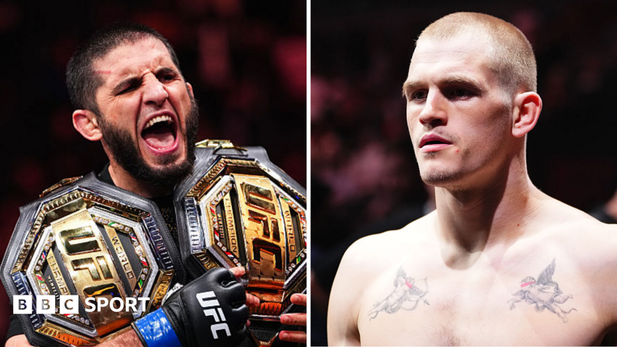 A split picture of Islam Makhachev and Ian Machado Garry