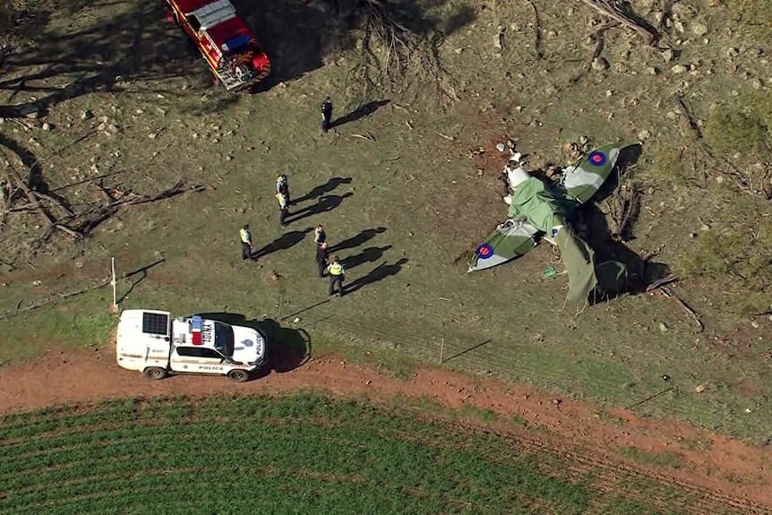 Aerials of a light plane crash.