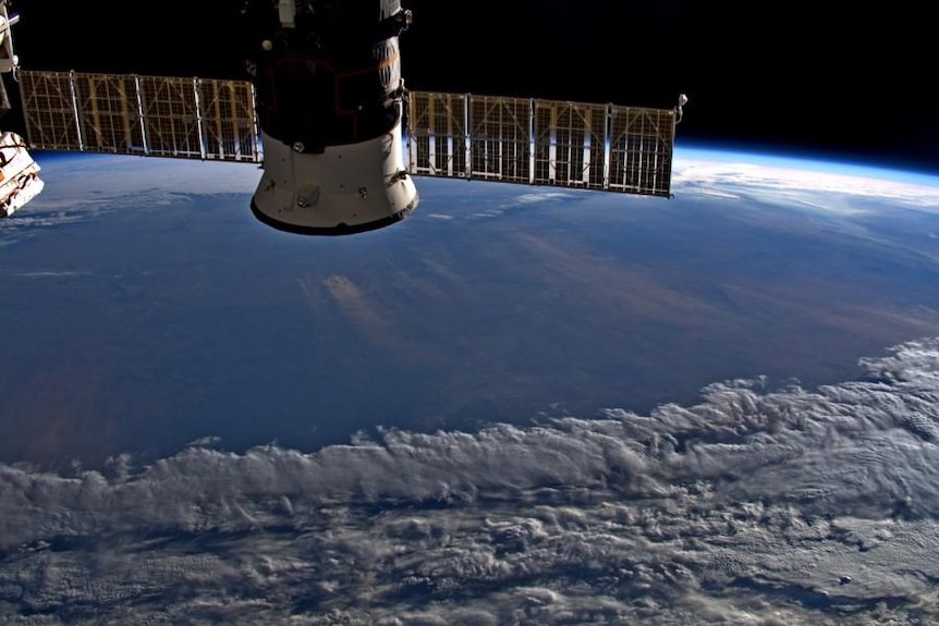Satellite image taken from space of bushfires in Australia.