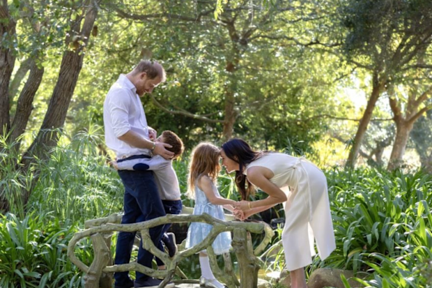 Prince Harry and Meghan, the Duke and Duchess of Sussex, with their children Prince Archie and Princess Lilibet, pictured for their 2025 Christmas card.