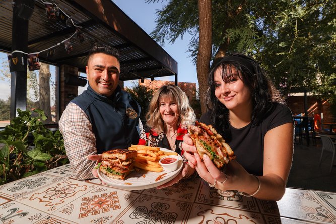 The Last Local in Canning Vale has been named a finalist in the AHA and Little Creatures WA's Best Steak Sandwich competition. Owner Mickey Phull, Venue Manager Lisa Culling and Bartender Daisy Benson-Cuttriss Picture: Stuart Quinn