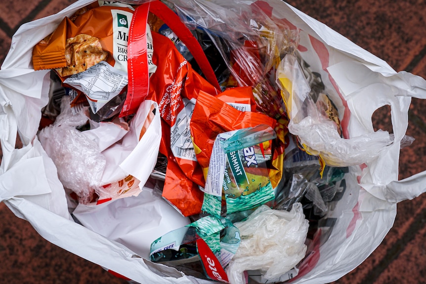 A bag full of soft plastics for recycling.