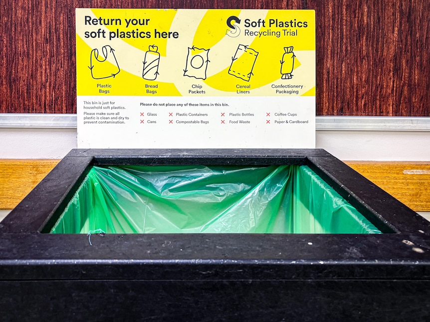 A container for soft plastics recycling.