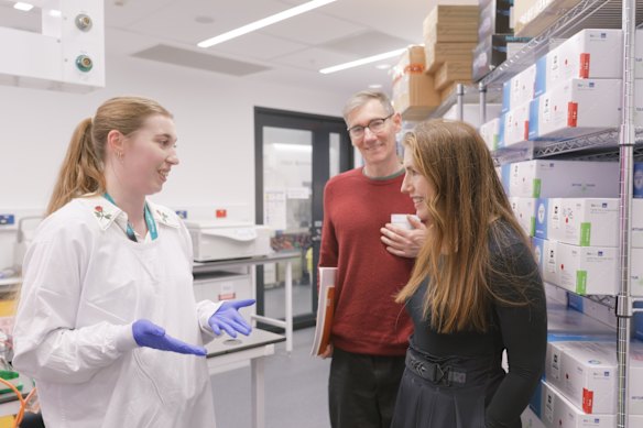 Piccinini (and her husband, Peter) at the Murdoch Children’s Research Institute. 