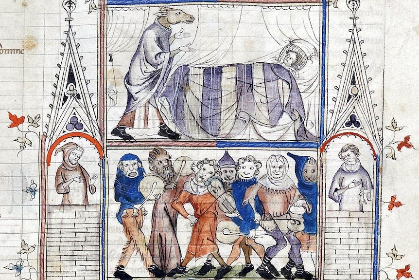 A painting picturing a medieval festival.