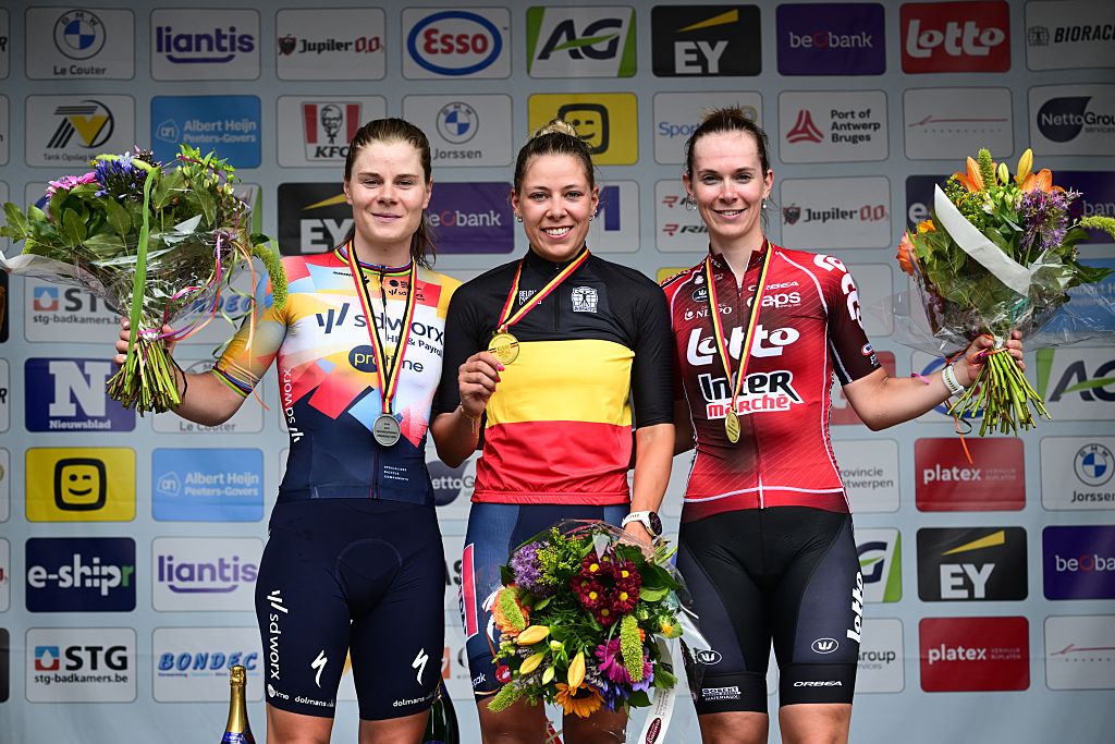 2026 Belgian National Championships: the final podium for the elite women's road race
