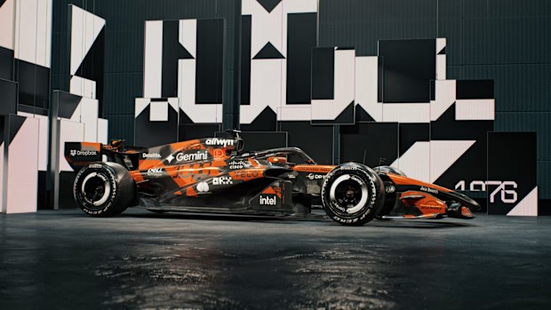 A black and orange car.